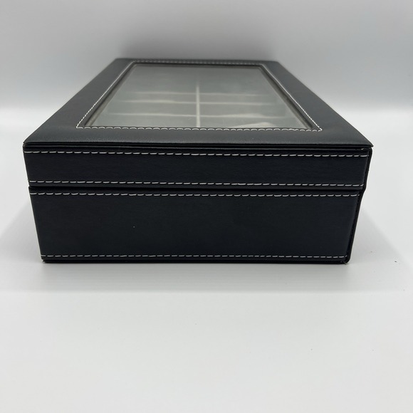 12 Watch Display Box Organizer Pu Leather With Glass Top Large Black Sodynee - Picture 8 of 8